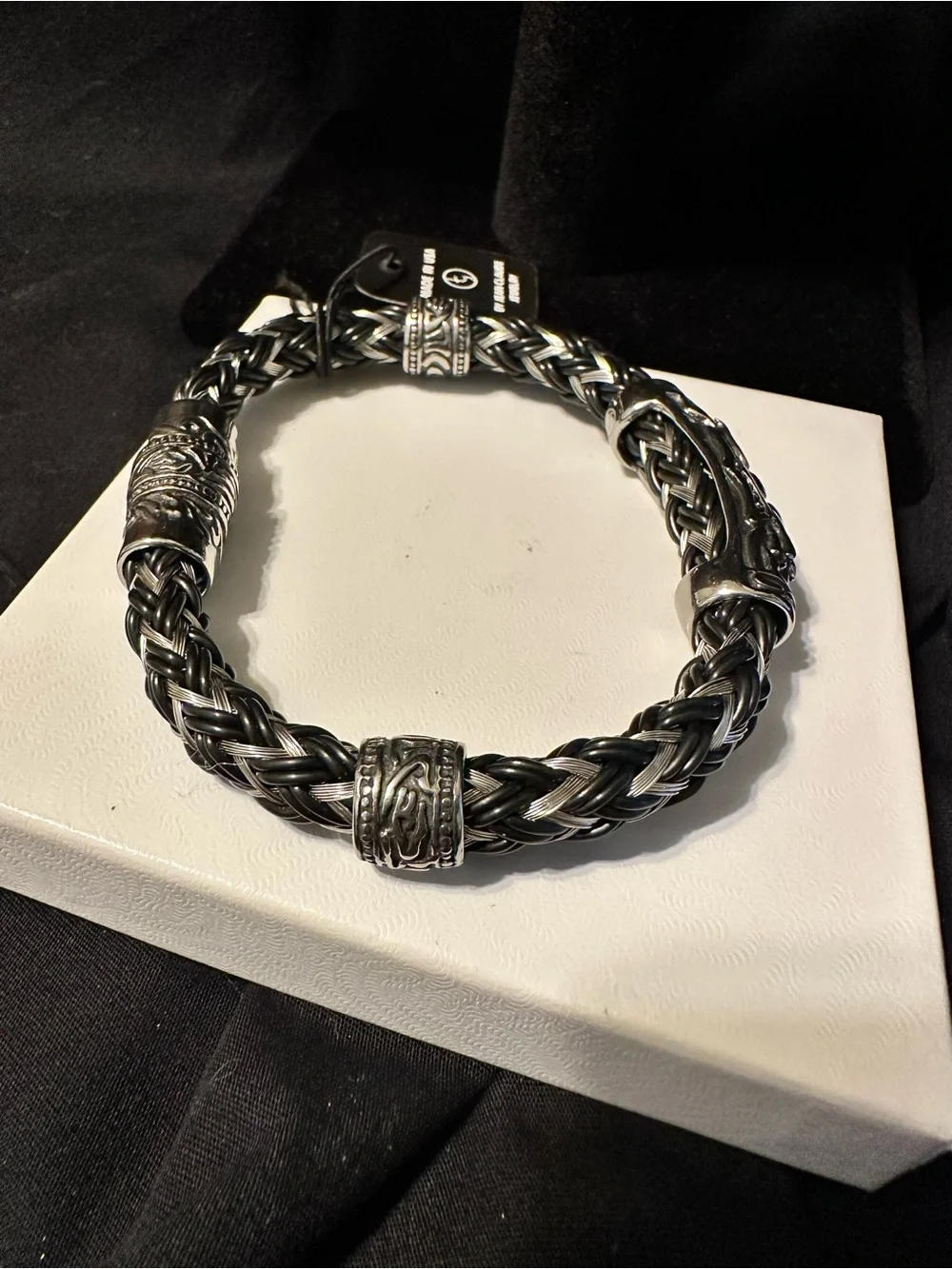 Dell Arte Jean Claude Braided Bracelet with Skeleton Detail